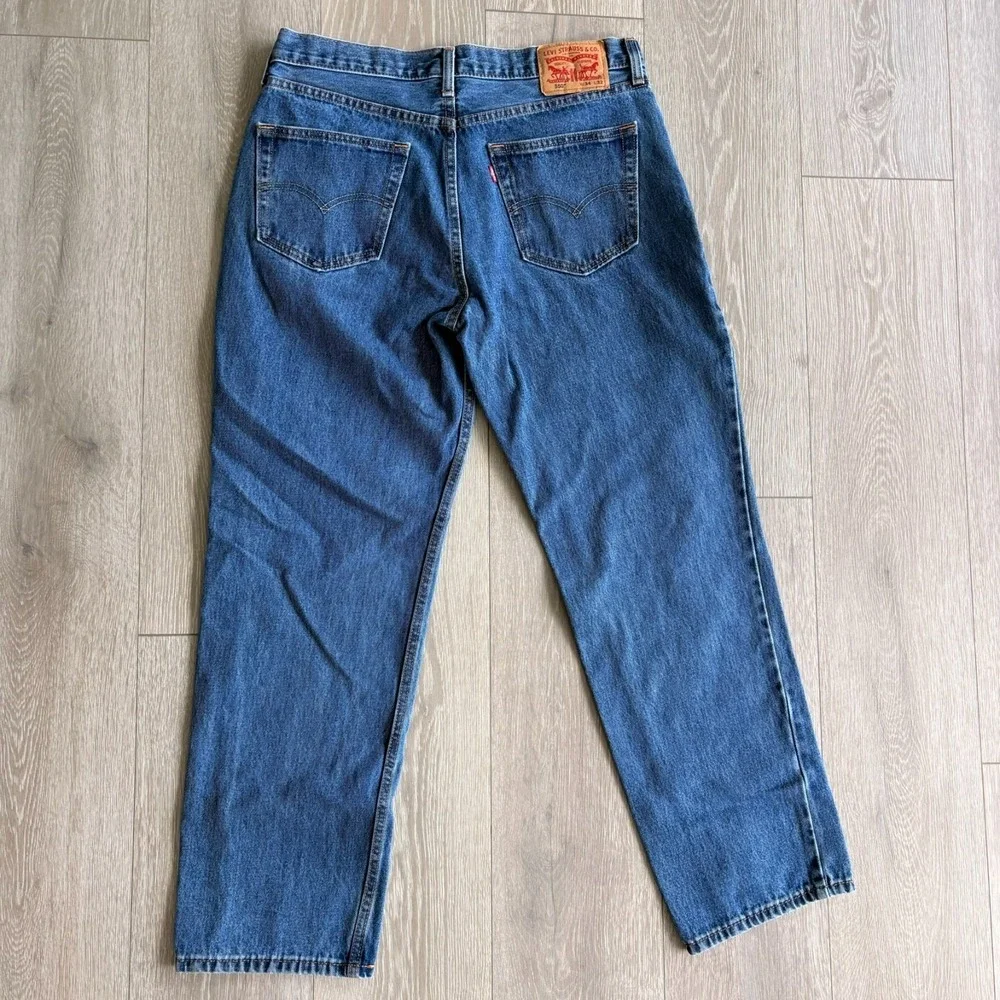 Levi's 550 Mens Blue Denim Mid Rise Relaxed Fit Classic Straight Jeans Sz 34x32